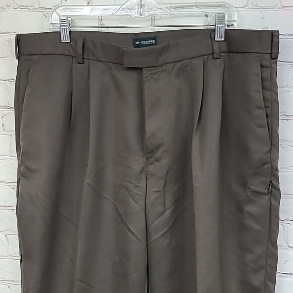 Dockers Premium Men's 40x30 Brown Pleated Pants Zipper Security Pockets Uniform - Picture 3 of 5